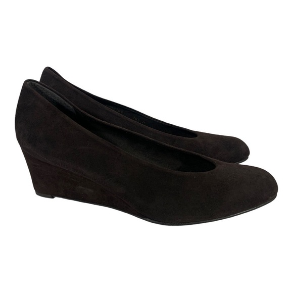 Stuart Weitzman Choked Up Suede Wedge Pumps Size 10.5 Brown - Picture 1 of 7